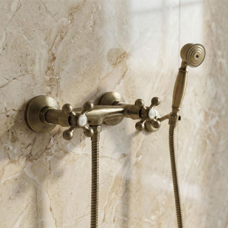 Aquanello Heritage Ascot Set doccia classico con manopole a stella in bronzo, doccetta inclusa BN-2002-HA