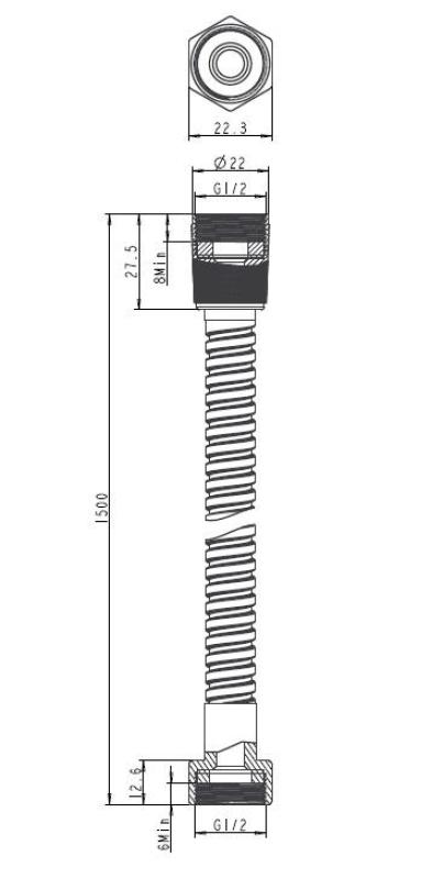 Aquanello Heritage Collection Tubo doccia  150 cm in acciaio inox NB-9002-HC