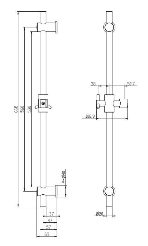 Aquanello Heritage Collection Barra scorrevole classica 668 mm cromata CR-9004-HC