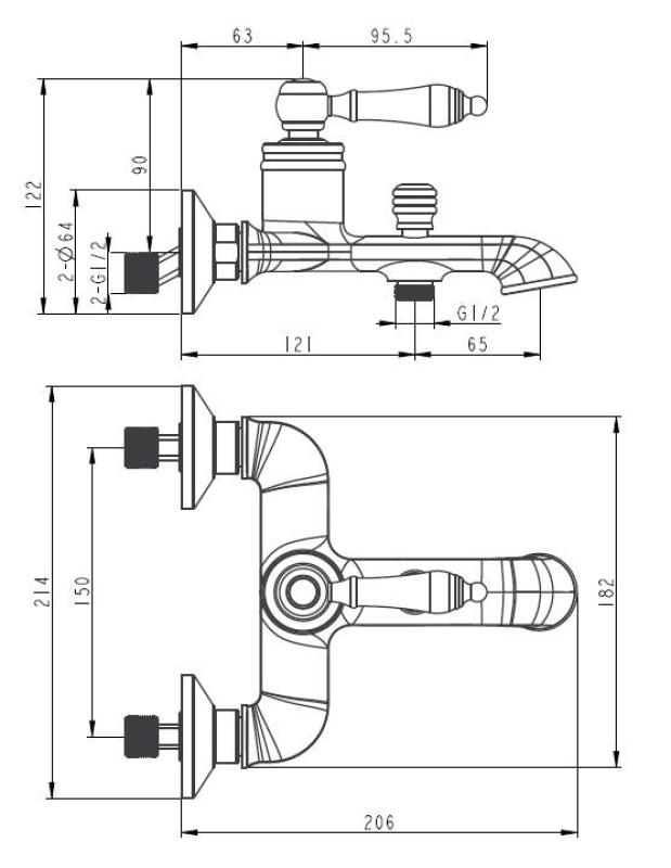 Aquanello Heritage Manor Miscelatore classico per vasca in acciaio inox NB-3001-HM