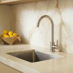 Aquanello Forma Miscelatore monocomando da cucina in acciaio inox massiccio con bocca rotonda SS-1002-FM