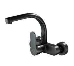 Aquanello Casa Rubinetto da cucina a parete con bocca superiore Nero BL-1003-CS