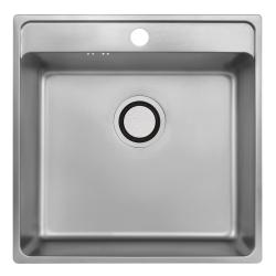 Aquadesign Plana Lavello in acciaio inox da incasso 48x49 cm con foro per rubinetto, sifone e tappo di scarico Clickclack inclusi 1208972559