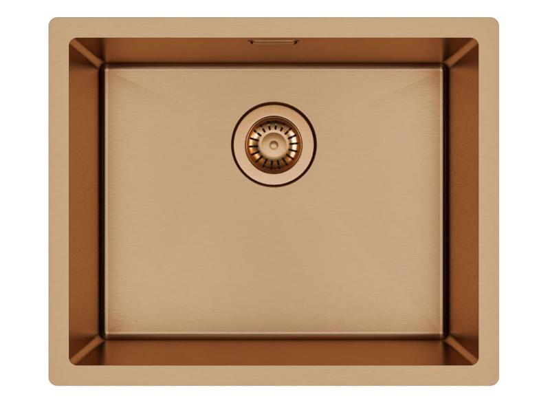 Ausmann Mosel Set combinato Lavello PVD Rame 50x40 cm con rubinetto da cucina, dispenser sapone e tappetino arrotolabile 1208972563