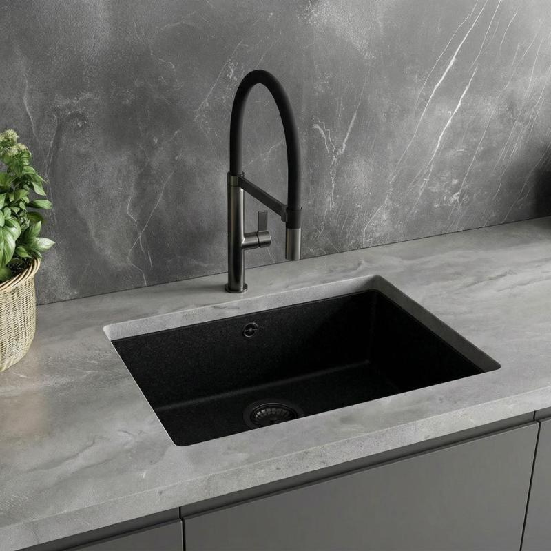 Ausmann Alira Rubinetto da cucina Gun metal con bocca flessibile 1208972567