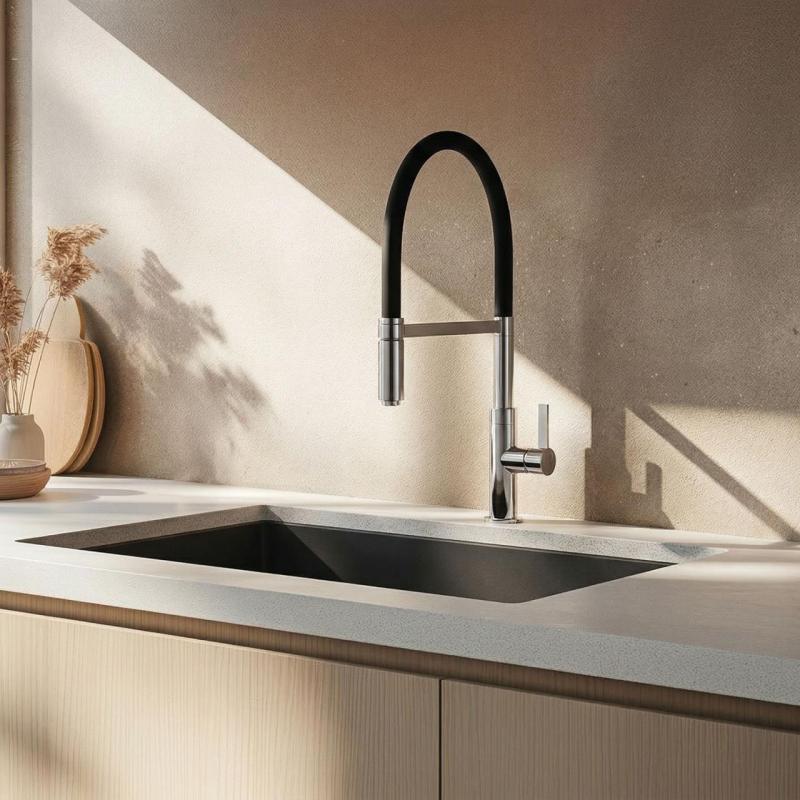 Rubinetto da cucina Ausmann Lavea Cromato con beccuccio girevole e flessibile 1208972568