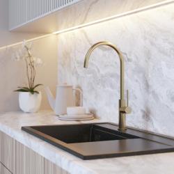 Graniteland Vira Slim Miscelatore da cucina in oro spazzolato con bocca girevole 1208972623