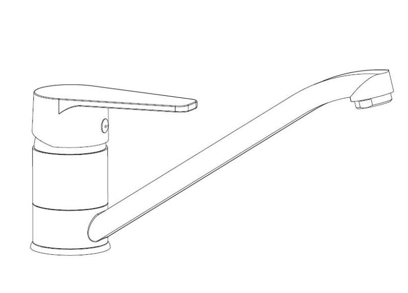 Aquanello Casa Rubinetto da cucina monocomando basso, nero BL-1203-CS