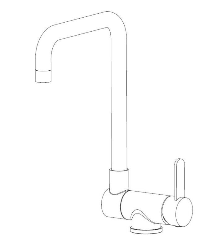 Aquanello Forma Rubinetto da cucina ribaltabile in acciaio inossidabile massiccio, nero  BL-1011-FM