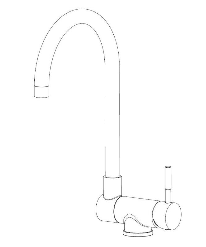 Aquanello Forma Rubinetto da cucina ribaltabile in acciaio inossidabile massiccio, nero BL-1012-FM