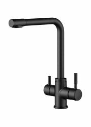 Aquanello Limpia Rubinetto da cucina a 3 vie in acciaio inossidabile massiccio, nero, con acqua filtrata BL-1600-LP