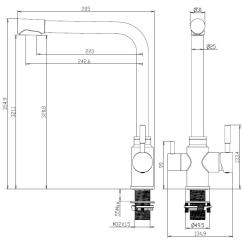 Aquanello Limpia Rubinetto da cucina a 3 vie in acciaio inossidabile massiccio, nero, con acqua filtrata BL-1600-LP