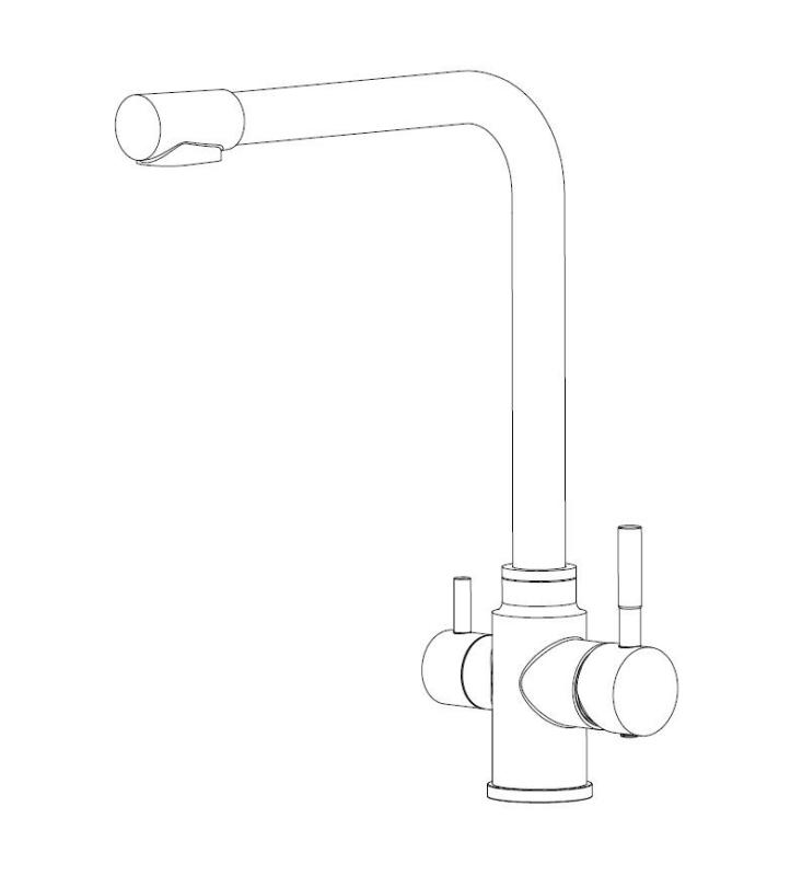 Aquanello Limpia Rubinetto da cucina a 3 vie in acciaio inossidabile massiccio, nero, con acqua filtrata BL-1600-LP