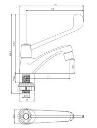 Aquanello Medic Rubinetto per acqua fredda con leva lunga cromato CR-1101-MD