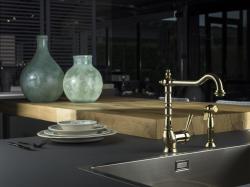 PB Doccetta da cucina estraibile in stile classico, finitura ottone naturale