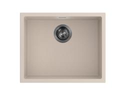 Pure.Sink Eternal Lavello Quartz Beige 50x40 cm, da incasso e da appoggio, con tappo color canna di fucile