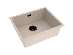 Pure.Sink Eternal Lavello Quartz Beige 50x40 cm, da incasso e da appoggio, con tappo nero