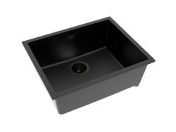 Pure.Sink Eternal Lavello in quarzo nero 50x40 cm, da incasso e da appoggio, con tappo automatico nero