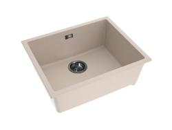 Pure.Sink Eternal Lavello Quartz Beige 50x40 cm, da incasso e da appoggio, con tappo automatico color canna di fucile