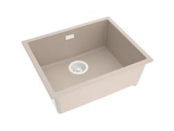 Pure.Sink Eternal Lavello in quarzo beige 50x40 cm, da incasso e da appoggio, con tappo automatico bianco