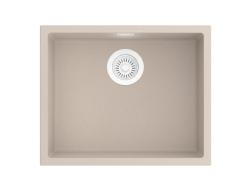 Pure.Sink Eternal Lavabo Quartz Beige 50x40 cm, da incasso a filo piano e da incasso sotto piano, con tappo bianco