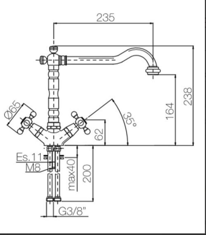 PB Rubinetto da cucina Nostalgico V1910 Cromato
