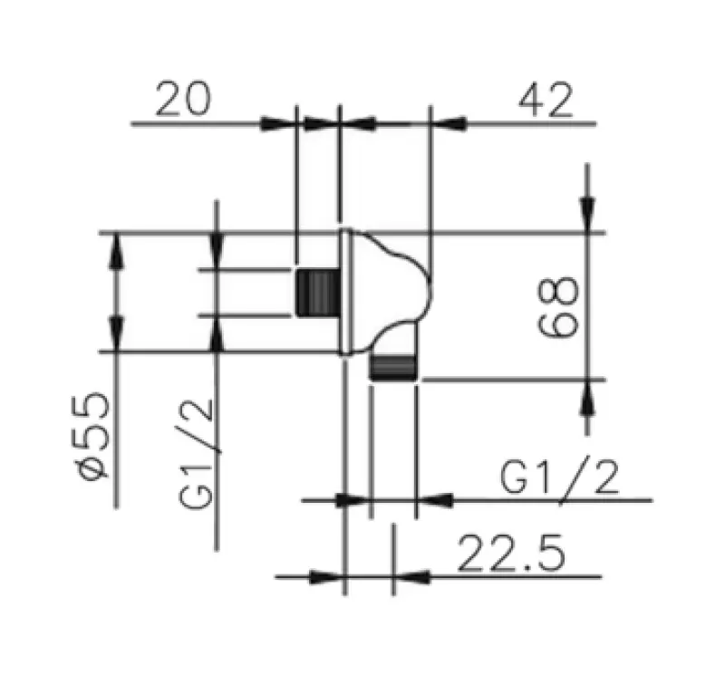 Huber Croisette Gomito di collegamento per attacco tubo doccia Cromo 67.02H.CR