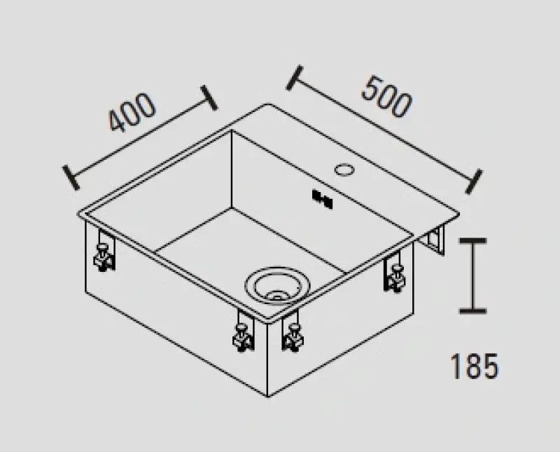 ABK Baronga lavello in acciaio inossidabile 54x53cm con foro per rubinetto da banco montaggio a filo BAR50FKVI