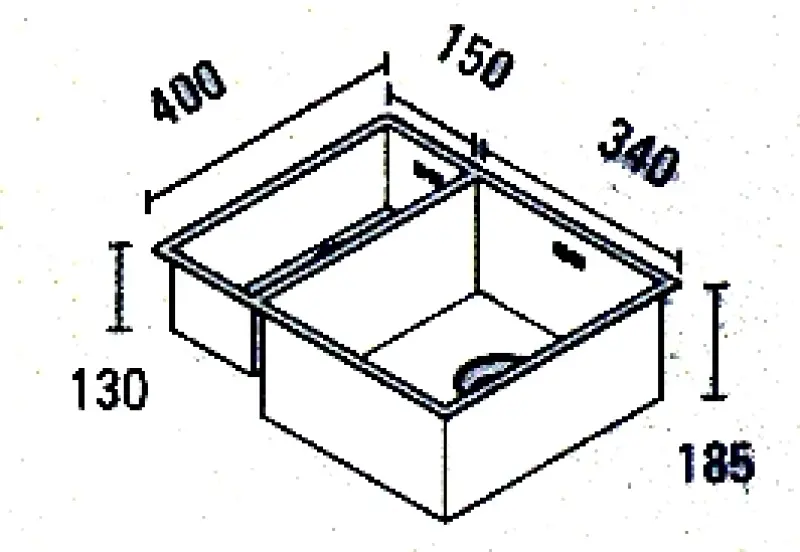 ABK Baronga lavello uno e mezzo 1,5 in acciaio inossidabile 15x40+34x40cm Sottopiano BAR1534F