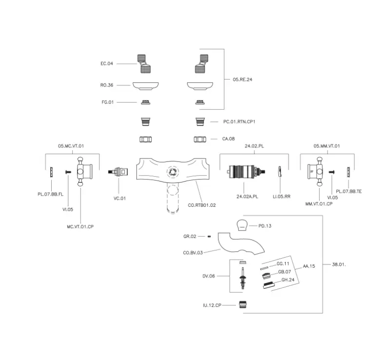 Huber Victorian Termostatico Miscelatore per Vasca Cromato VTT2701021