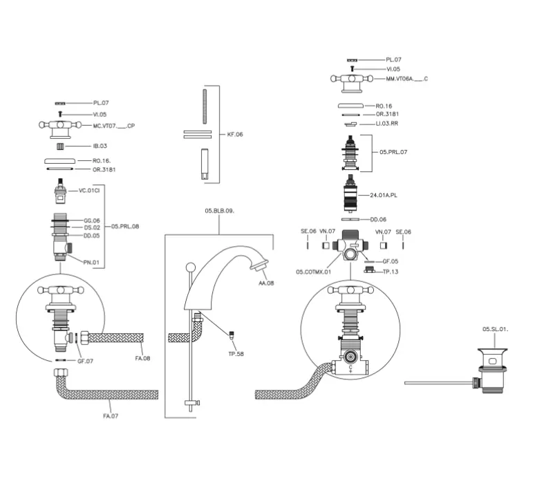 Huber Victorian Miscelatore termostatico per lavabo a 3 fori Cromato VTT71010