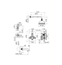Huber Victorian Set doccia termostatico da incasso Cromo 916.VT01H.CR