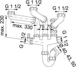 Franke Spazio 3 Sifone da cucina salvaspazio per 3 lavelli 6213