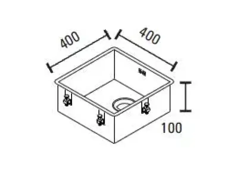 ABK Baronga lavello basso per disabili 10cm in acciaio inossidabile 40x40 cm montaggio a filo sottopiano e sopra il piano BAR4010FVI