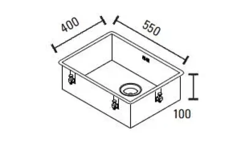 ABK Baronga lavello grande extra basso in acciaio inox per disabili profondo 10 cm 55x40 cm montaggio a filo sottopiano e soprapiano BAR5510FVI