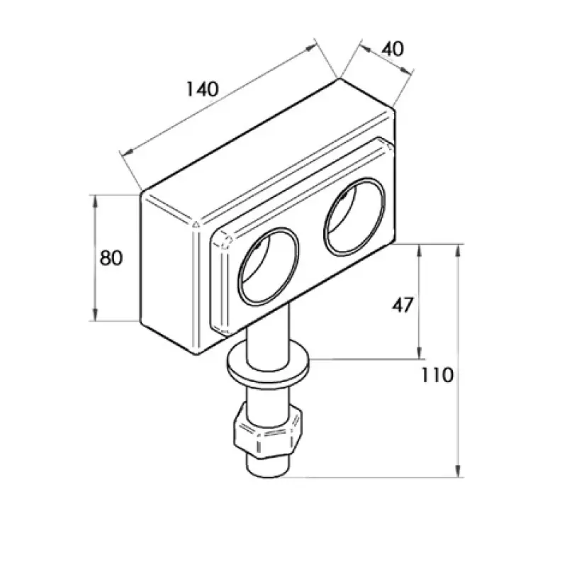 Presa ad isola per cucina con 2 spine e messa a terra