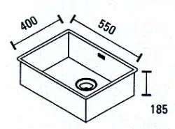 ABK Baronga lavello grande in acciaio inossidabile 55x40 cm sottopiano BAR55F